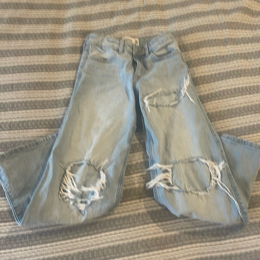 Girls Abercrombie High Rise Wide Leg Jeans